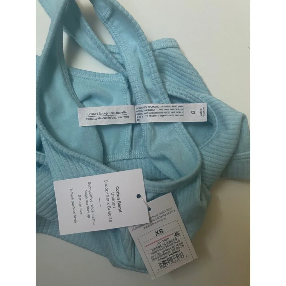 Auden Ribbed Bralette Cotton Blend Size XS
